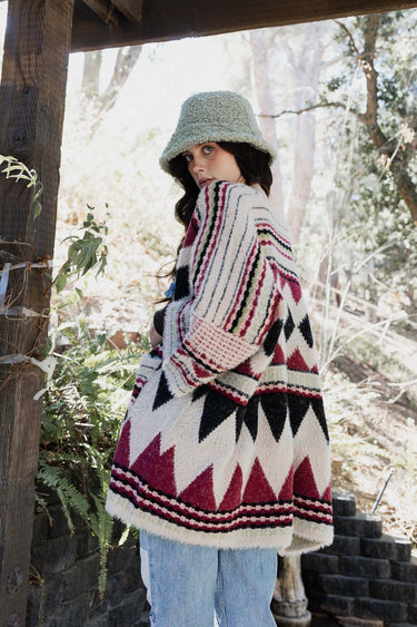 Dreams Faux Hair Pocket Aztec Ruana